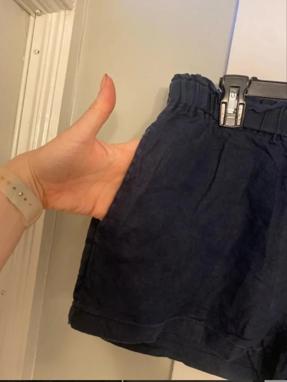 Quince 100% European Linen Lounge Pajama Shorts Medium Navy Blue
